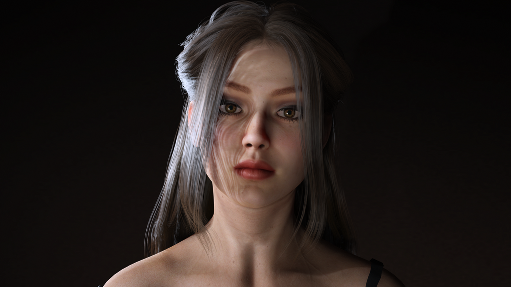 Realistic Female Character Evening Black Dress Fully Rigged Low-poly 3D model