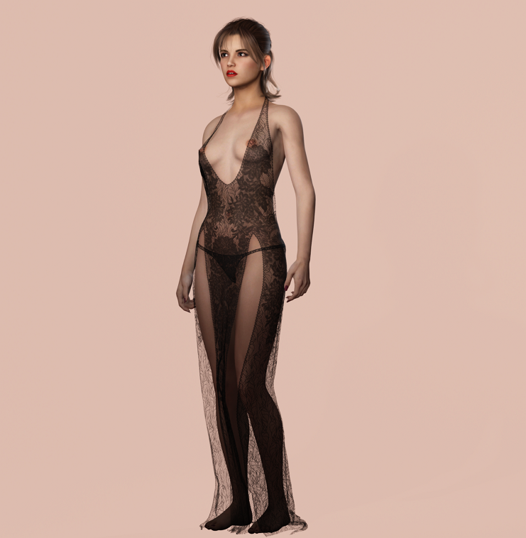 Realistic Female Character Elegant Style Rigged Game Ready Low-poly 3D model