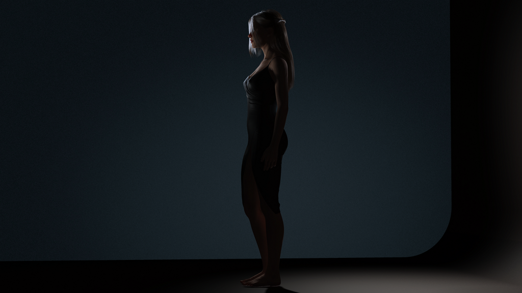 Realistic Female Character Evening Black Dress Fully Rigged Low-poly 3D model