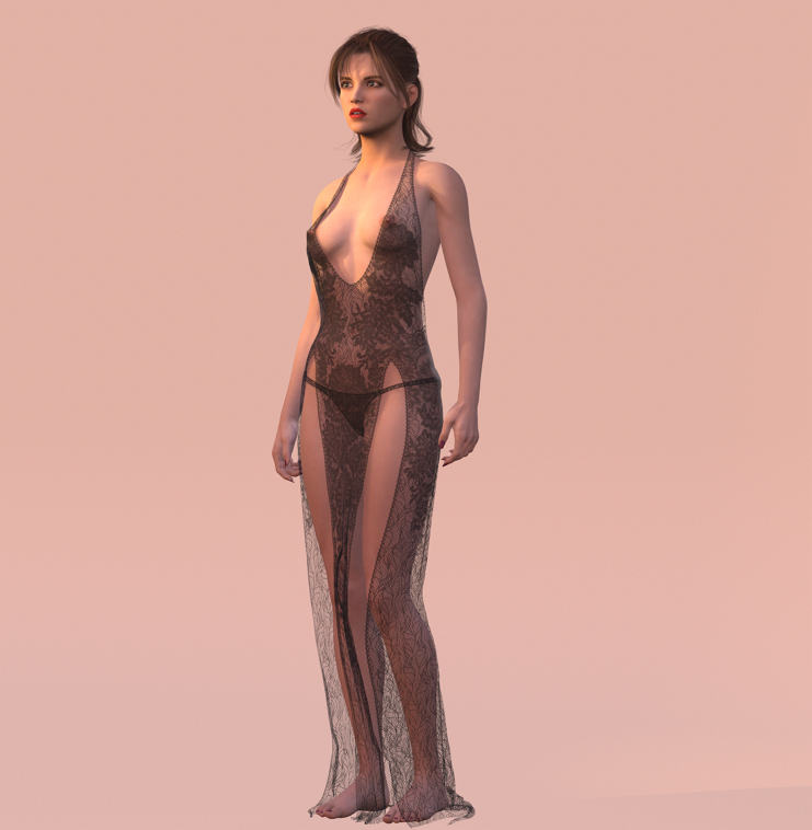 Realistic Female Character Elegant Style Rigged Game Ready Low-poly 3D model
