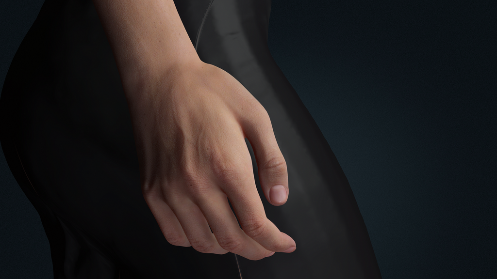 Realistic Female Character Evening Black Dress Fully Rigged Low-poly 3D model