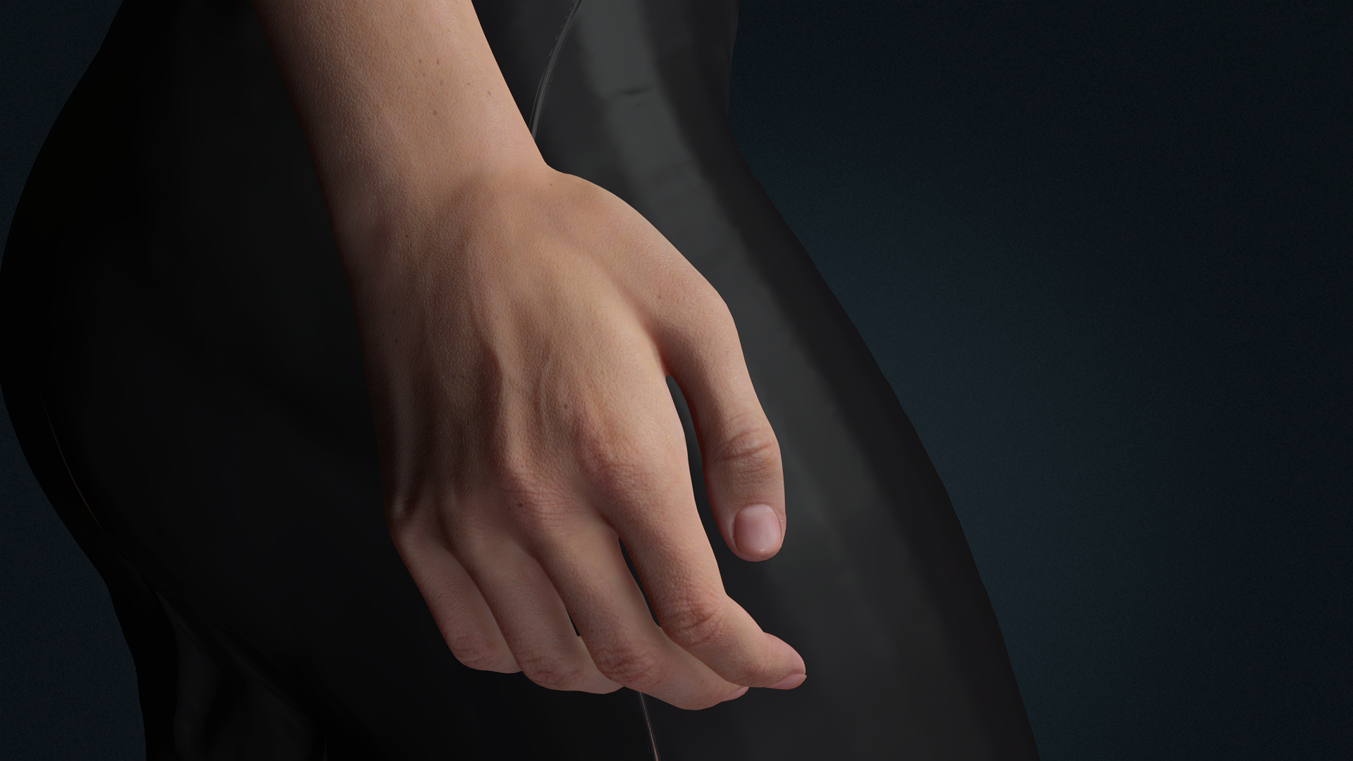 Realistic Female Character Evening Black Dress Fully Rigged Low-poly 3D model