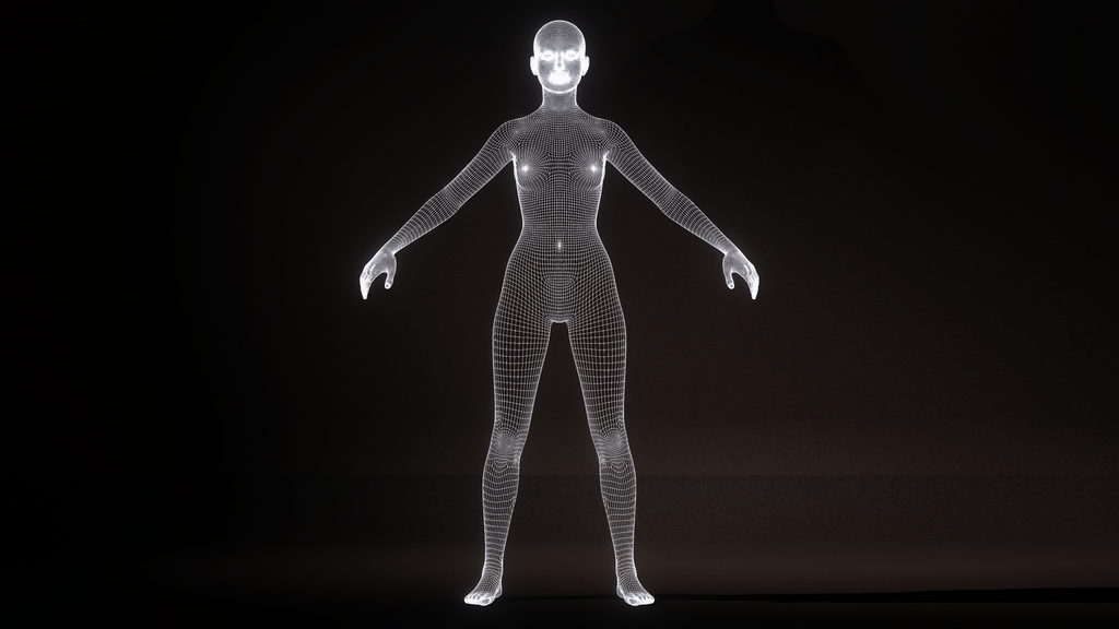 Realistic Female Character Evening Black Dress Fully Rigged Low-poly 3D model