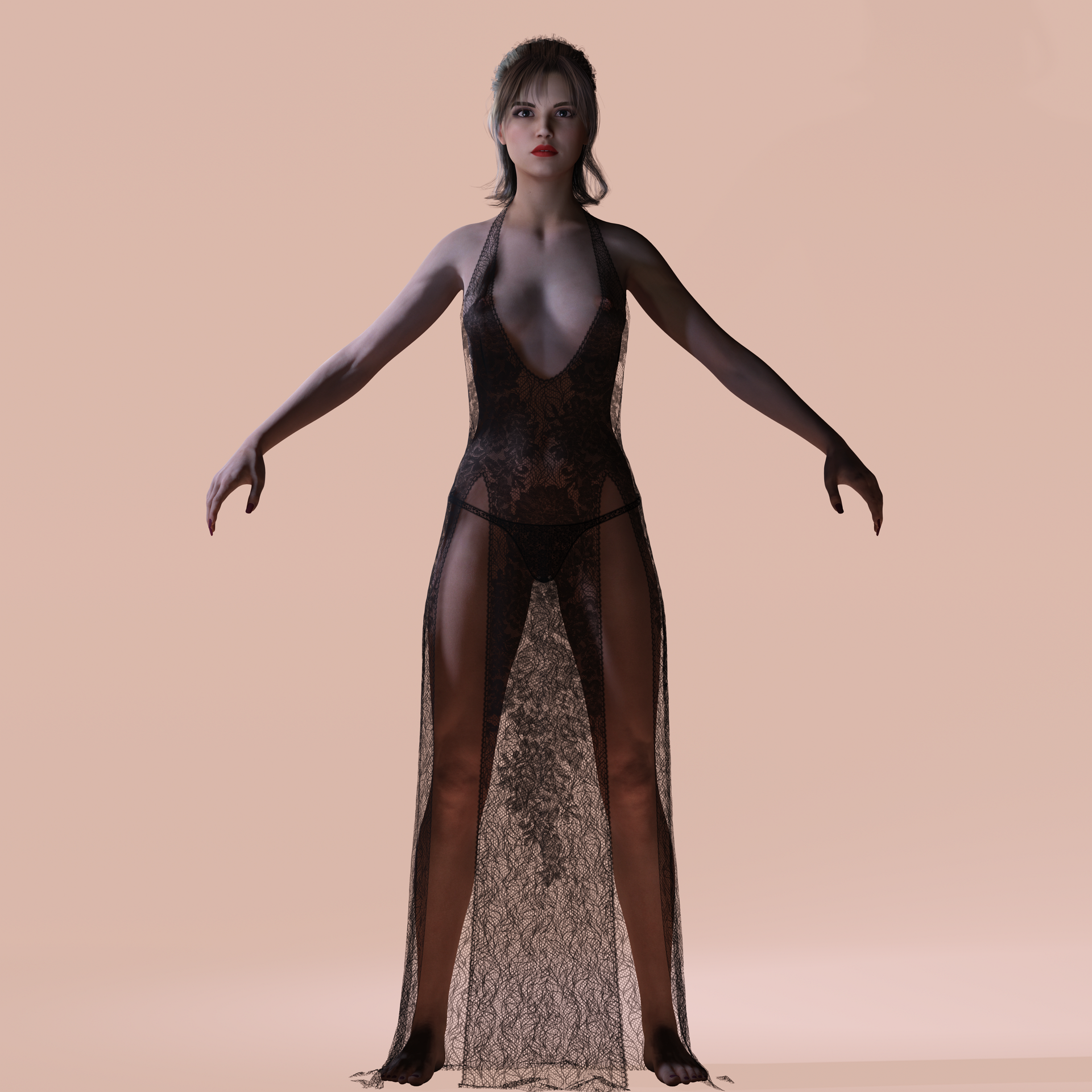 Realistic Female Character Elegant Style Rigged Game Ready Low-poly 3D model