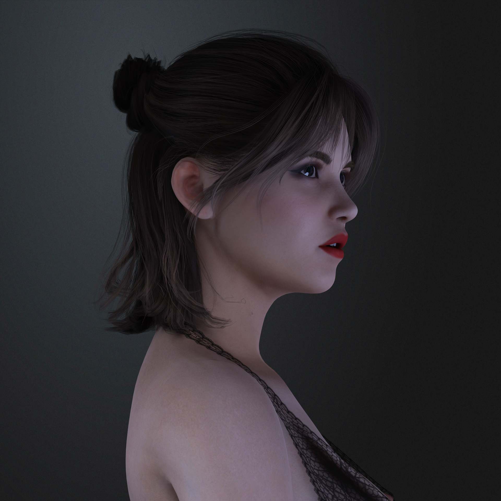 Realistic Female Character Elegant Style Rigged Game Ready Low-poly 3D model